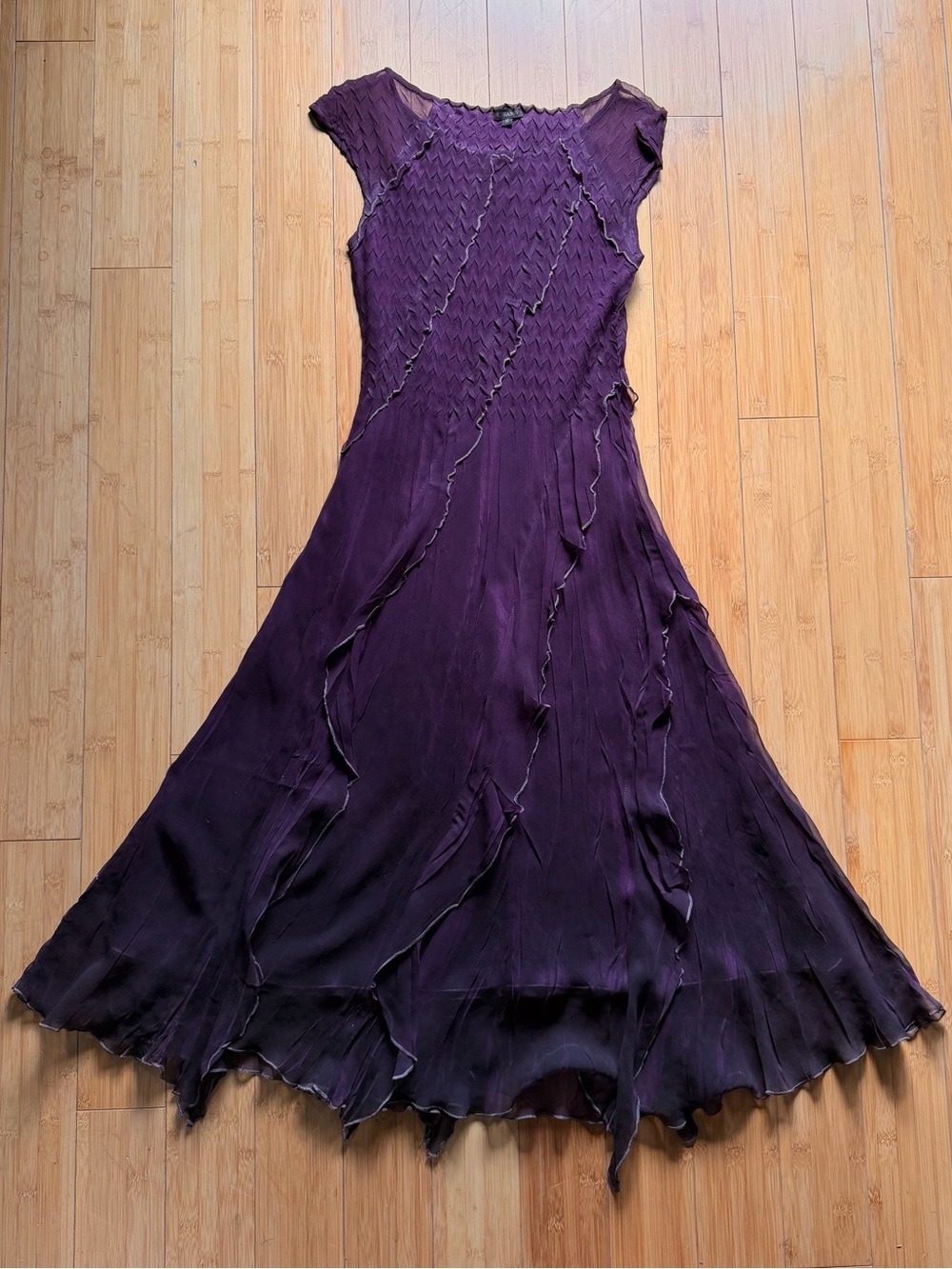 Komarov textured midi / maxi dress in a rich deep plum / purple tone
